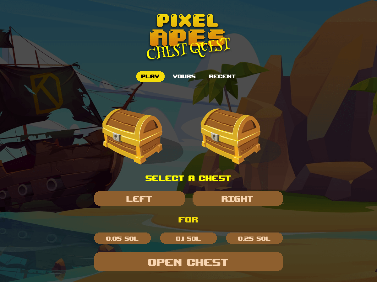 Chest Quest — select options and bet amount