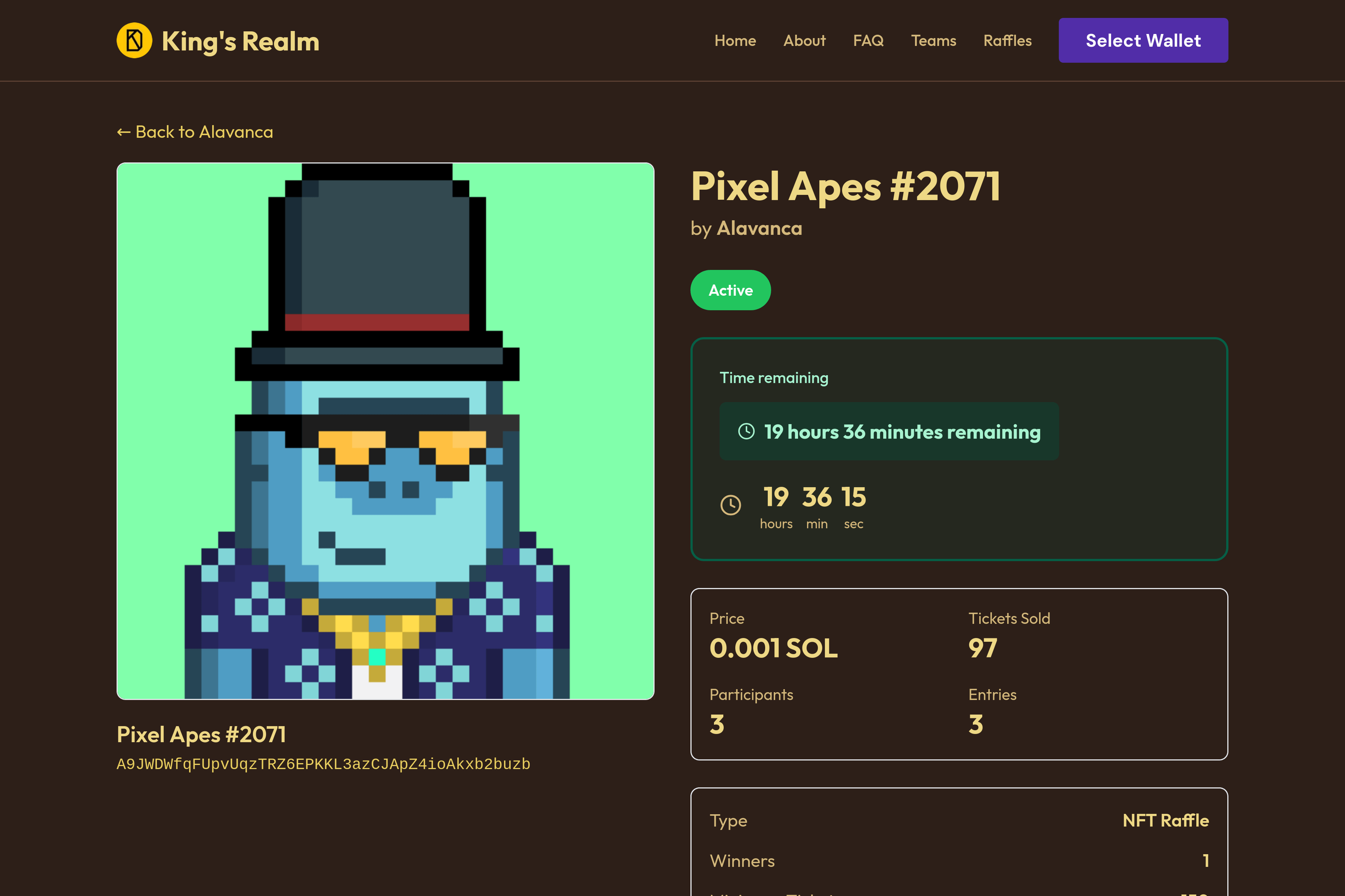 Pixel Apes NFT raffle