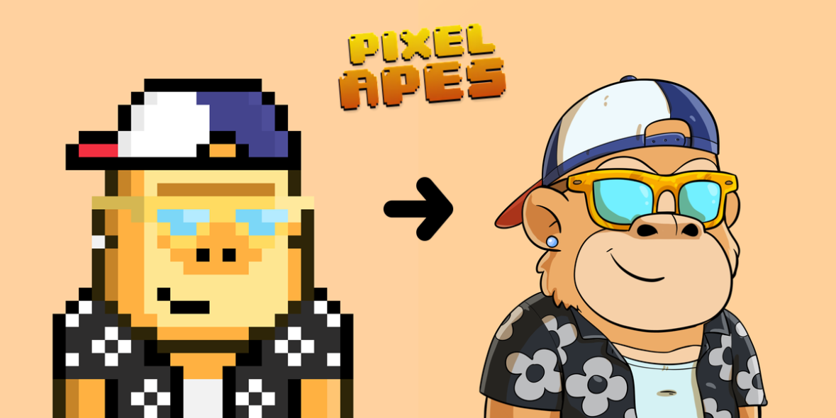 Pixel Ape Gen 1 to Gen 2 upgrade example