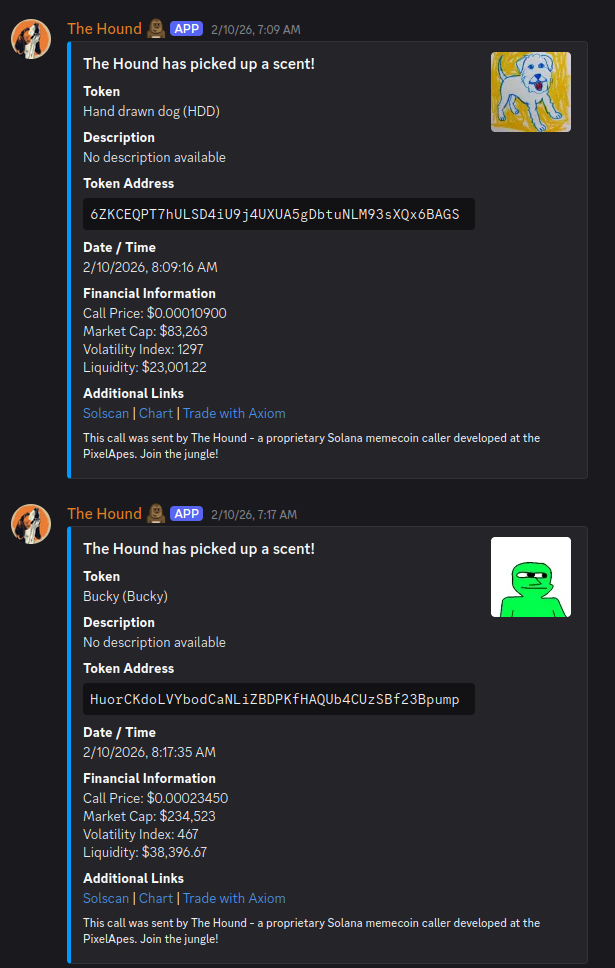 The Hound — two signal examples